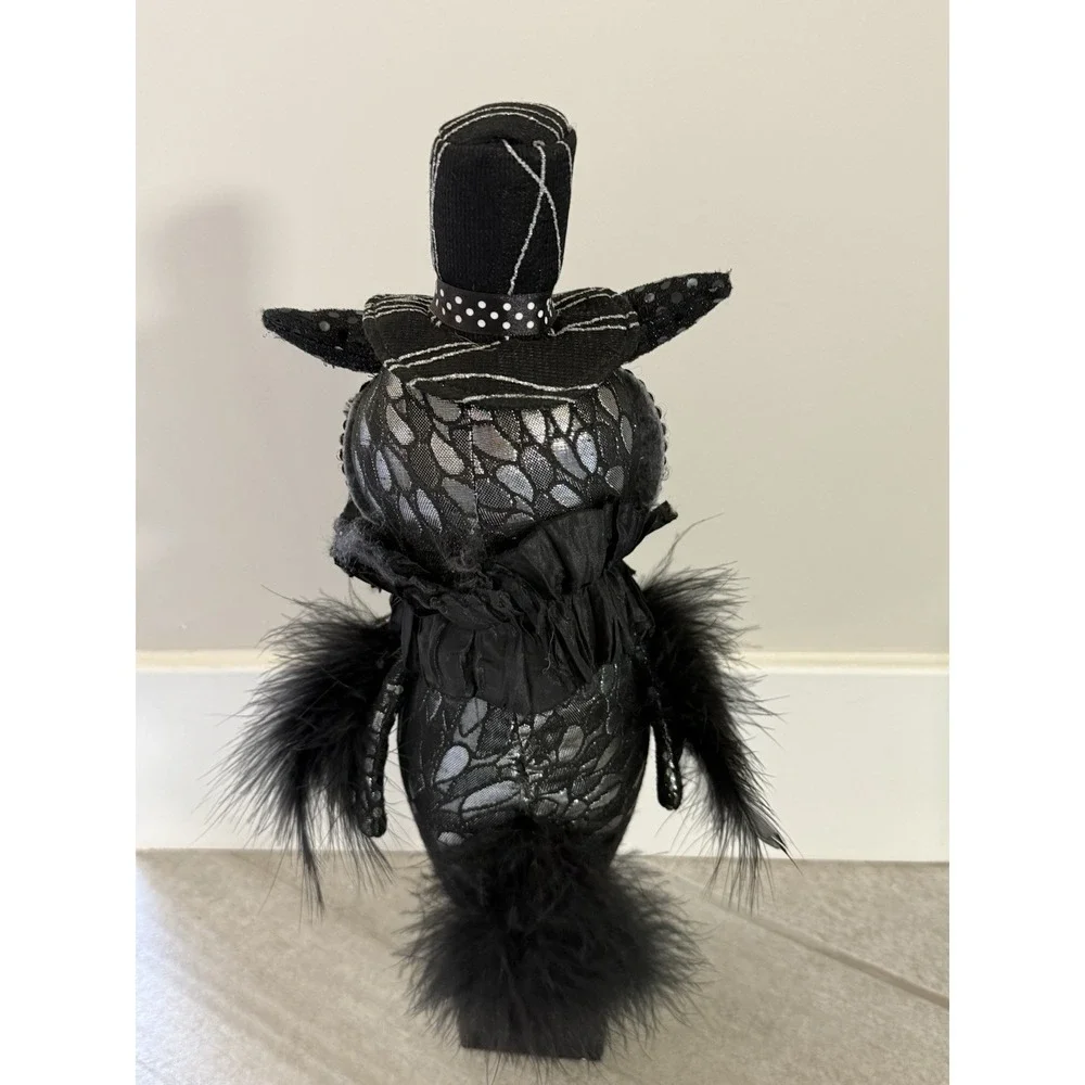 Katherine's Steampunk Black‎ Fabric Owl Feathers Pedestal 17